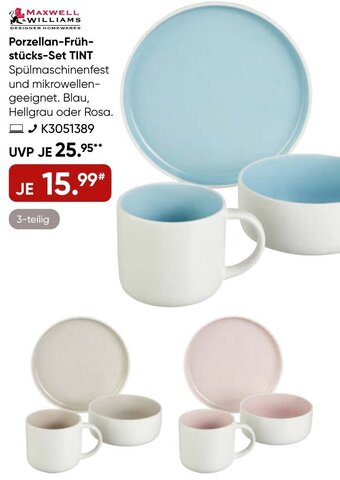 Galeria MAXWELL & WILLIAMS Porzellan-Frühstücks-Set TINT Angebot