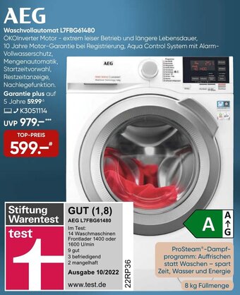 Galeria AEG Waschvollautomat L7FBG61480 Angebot