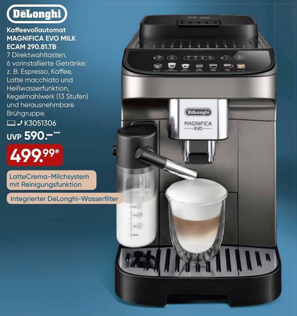 DeLonghi Kaffeevollautomat MAGNIFICA EVO MILK ECAM 290.81.TB Angebot