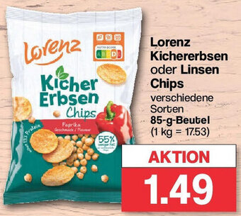 Famila Nord West Lorenz Kichererbsen oder Linsen Chips 85 g Beutel Angebot
