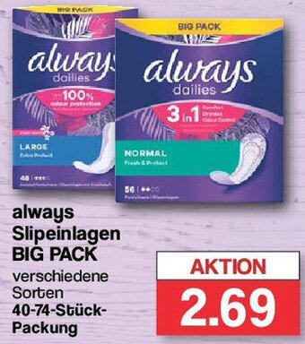 Famila Nord West always Slipeinlagen BIG PACK 40-74-Stück Packung Angebot