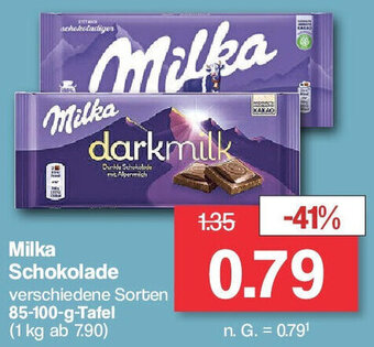 Famila Nord West Milka Schokolade 85-100 g Tafel Angebot