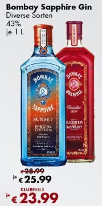 Travel Free Bombay Sapphire Gin 1 L Angebot