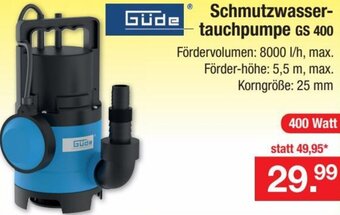 Zimmermann Güde Schmutzwassertauchpumpe GS 400, 400 Watt Angebot