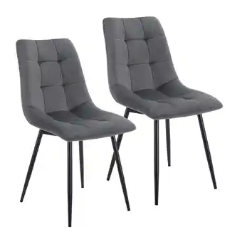 Netto Marken-Discount Juskys esszimmerstühle blanca 2er set - samt stühle gepolstert - stuhl esszimmer & küche dunkelgrau Angebot