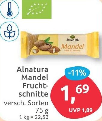 Budni Alnatura Mandel Fruchtschnitte 75 g Angebot