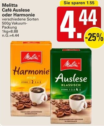 WEZ Melitta Café Auslese oder Harmonie 500 g Angebot