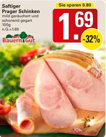 WEZ Bauern Gut Saftiger Prager Schinken 100 g Angebot