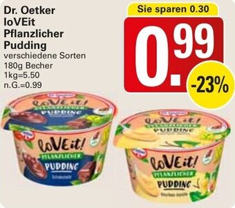 WEZ Dr. Oetker loVEit Pflanzlicher Pudding 180g Becher Angebot