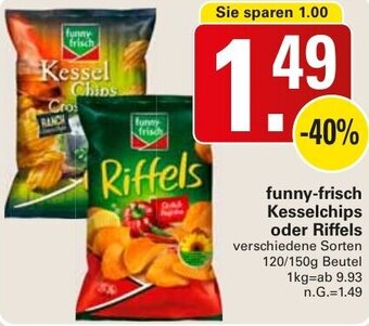 WEZ funny-frisch Kesselchips oder Riffels 120/150g Beutel Angebot