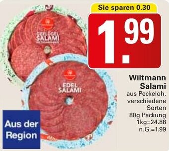 WEZ Wiltmann Salami 80 g Packung Angebot