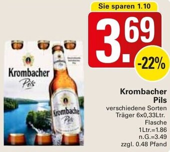 WEZ Krombacher Pils 6x0,33Ltr. Flasche Angebot