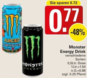 WEZ Monster Energy Drink 0,5Ltr. Dose Angebot