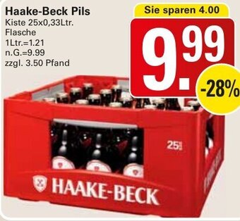 WEZ Haake-Beck Pils Kiste 25x0,33Ltr. Flasche Angebot