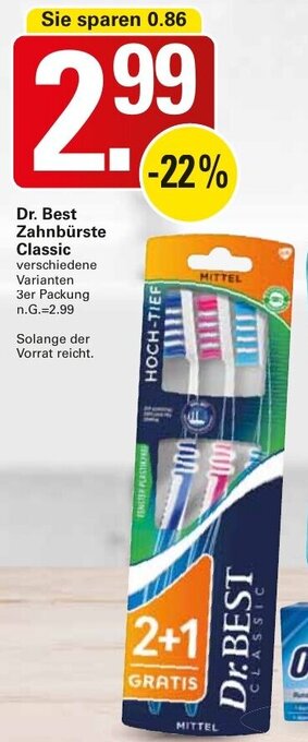 WEZ Dr. Best Zahnbürste Classic 3er Packung Angebot