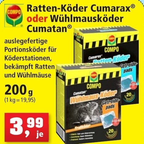 COMPO Ratten Kder Cumarax oder Whlmauskder Cumatan 200 g Angebot bei  Thomas Philipps