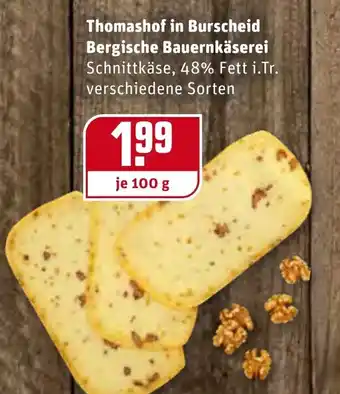 REWE Thomashof in Burscheid Bergische Bauernkäserei 100g Angebot