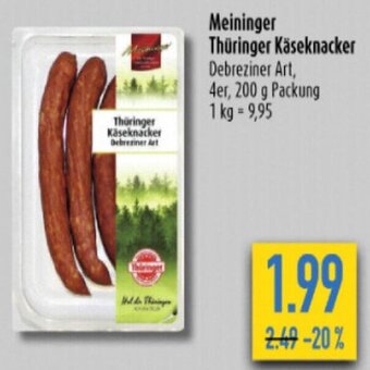 diska Meininger Thüringer Käseknacker 200 g Packung Angebot