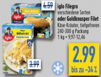 diska iglo Filegro oder Goldknusper Filet 240-300 g Packung Angebot
