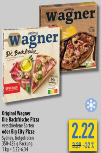 diska Original Wagner Die Backfrische Pizza oder Big City Pizza 350-425 g Packung Angebot