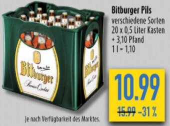 diska Bitburger Pils 20 x 0,5 Liter Kasten Angebot