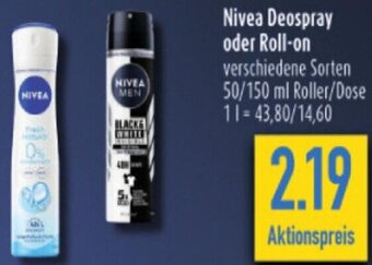diska Nivea Deospray oder Roll-on 50/150 ml Roller/Dose Angebot