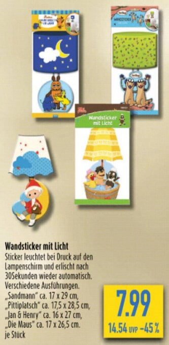 diska Wandsticker mit Licht Angebot