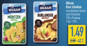 diska Milram Käse Scheiben 150 g Packung Angebot