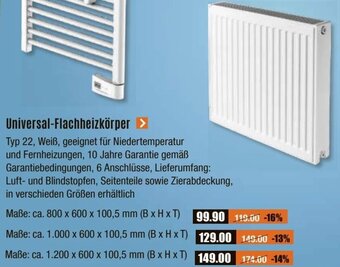 V Baumarkt Universal-Flachheizkörper Angebot