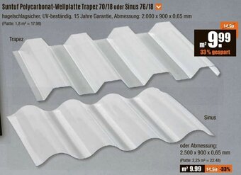 V Baumarkt Suntuf Polycarbonat-Wellplatte Trapez 70/18 oder Sinus 76/18 Angebot