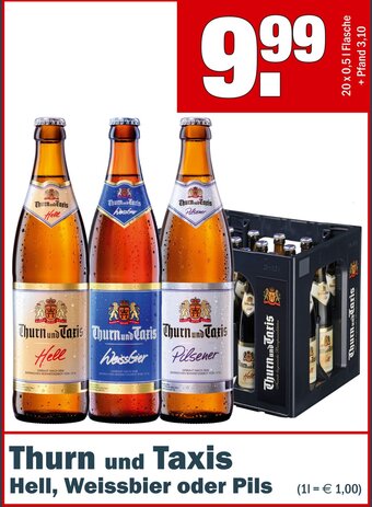 Benz Getränke Thurn und Taxis Hell, Weissbier oder Pils 20 x 0,5 L Flasche Angebot