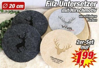 Posten Börse Filz Untersetzer mit Hirschmotiv 2er-Set Angebot