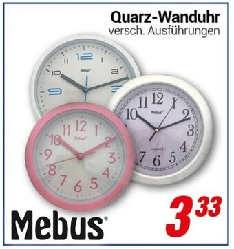 CENTERSHOP Mebus Quarz-Wanduhr Angebot