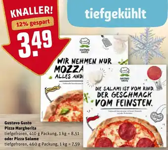 REWE Gustavo Gusto Pizza Margherita 410g oder Pizza Salame 460g Angebot