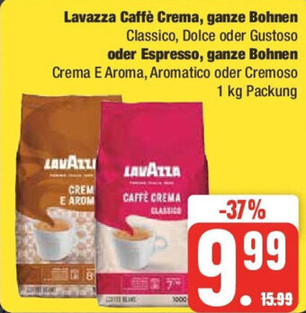Edeka Lavazza Caffè Crema, ganze Bohnen oder Espresso, ganze Bohnen 1 kg Packung Angebot