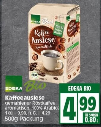 Elli Markt EDEKA BIO Kaffeeauslese 500g Packung Angebot