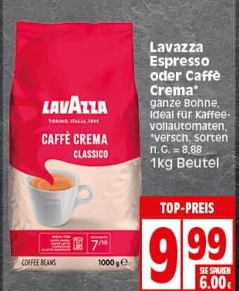 Elli Markt Lavazza Espresso oder Caffè Crema 1kg Beutel Angebot