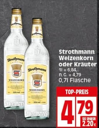 Elli Markt Strothmann Weizenkorn oder Kräuter 0,7 l Flasche Angebot