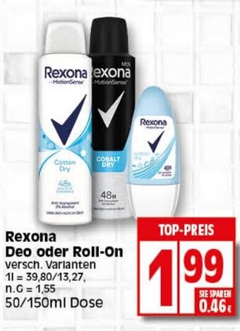 Elli Markt Rexona Deo oder Roll-On 50/150ml Dose Angebot