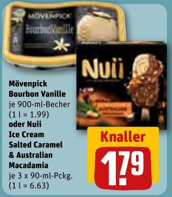 REWE Mövenpick Bourbon Vanille 900-ml-Becher oder Nuii Ice Cream 3 x 90 ml Pckg. Angebot