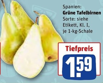REWE Grüne Tafelbirnen 1 kg Schale Angebot