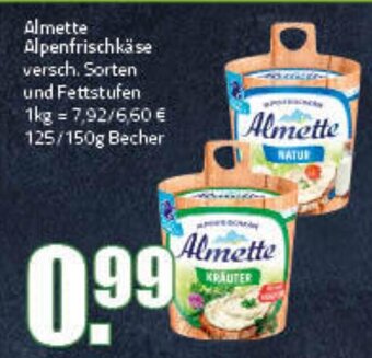 Ihr Frischmarkt Almette Alpenfrischkäse versch. Sorten 125/150g Becher Angebot