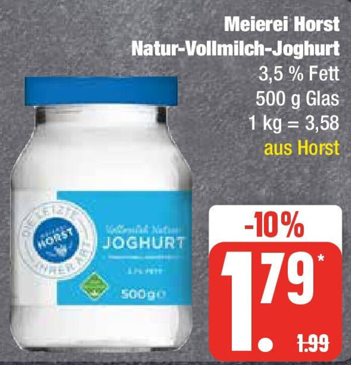 Edeka Meierei Horst Natur-Vollmilch-Joghurt 500 g Glas Angebot