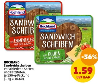 PENNY HOCHLAND Sandwichscheiben 150-g-Packung Angebot