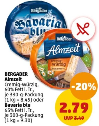 PENNY BERGADER Almzeit 300-g-Packung oder Bavaria 300 g Packung Angebot