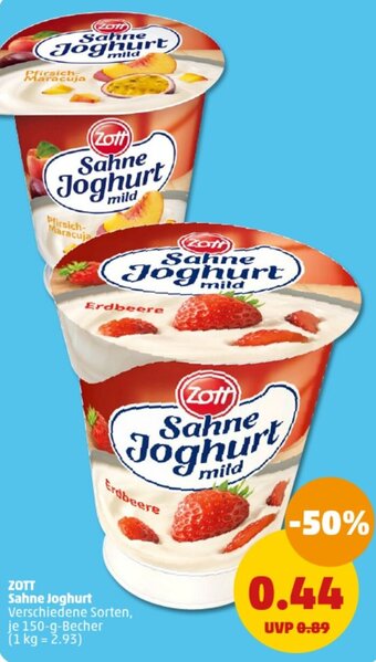 PENNY ZOTT Sahne Joghurt 150-g-Becher Angebot