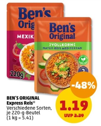 PENNY BEN'S ORIGINAL Express Reis 220-g-Beutel Angebot