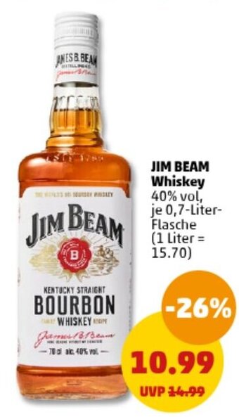 PENNY JIM BEAM Whiskey 0,7-Liter-Flasche Angebot