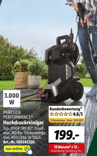 Lidl PARKSIDE PERFORMANCE Hochdruckreiniger PHDP 180 B2 Angebot