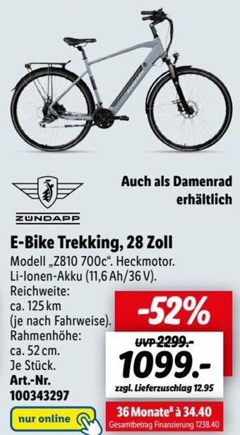 Lidl ZUNDAPP E-Bike Trekking, 28 Zoll Angebot